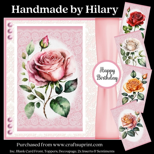 The Buttonhole Rose (7x7 inch square card kit)