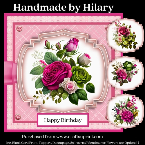 Fuchsia Rose - Inc. 4 Toppers (7x7 inch)