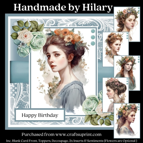 Victorian Flower Girls #1 (inc. 6 toppers) - 7x7 inch kit card kit