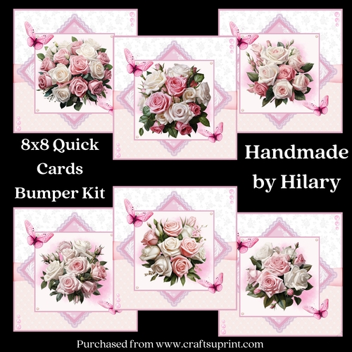 Pink Bouquets 8x8 Inch Quick Cards Bumper Kit 
