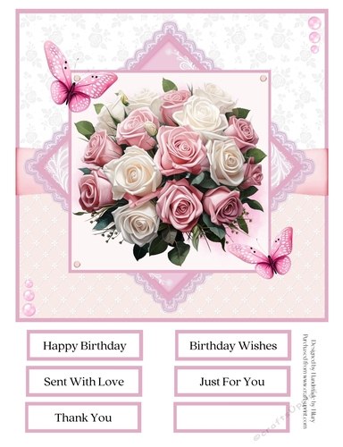 Pink Bouquets 8x8 Quick Card #1