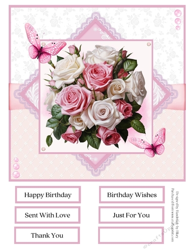Pink Bouquets 8x8 Quick Card #2
