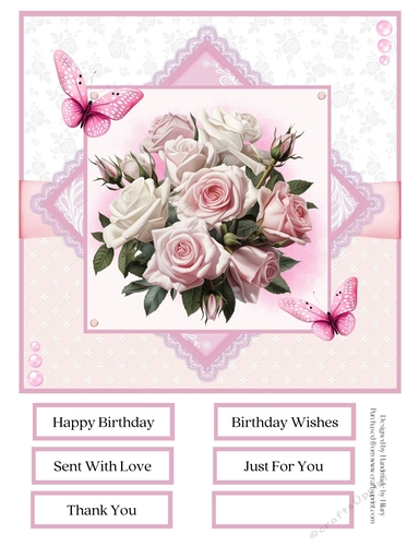 Pink Bouquets 8x8 Quick Card #4