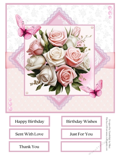 Pink Bouquets 8x8 Quick Card #5