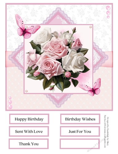 Pink Bouquets 8x8 Quick Card #6