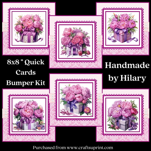 Pink Peony Giftboxes 8x8 Inch Quick Cards Bumper Kit 