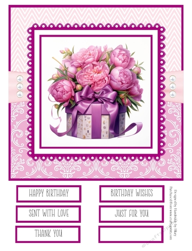 Pink Peony Giftboxes  8x8 Quick Card #1