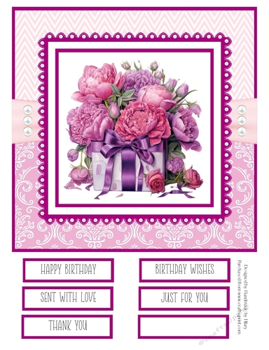 Pink Peony Giftboxes  8x8 Quick Card #2