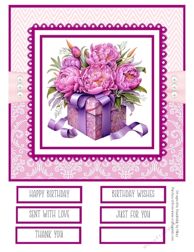 Pink Peony Giftboxes  8x8 Quick Card #3