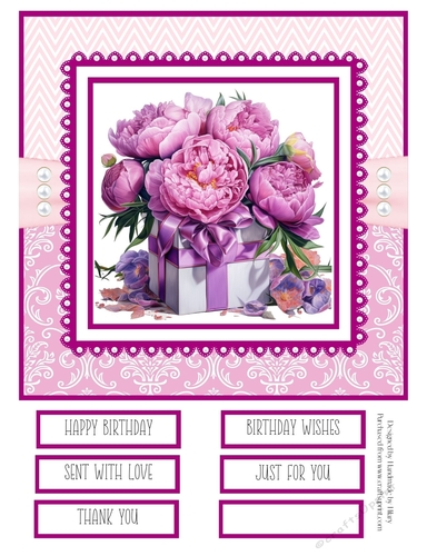 Pink Peony Giftboxes  8x8 Quick Card #4