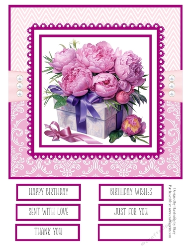 Pink Peony Giftboxes  8x8 Quick Card #5