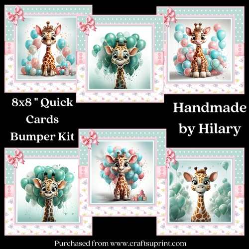 Birthday Giraffe 8x8 Inch Quick Cards Bumper Kit 