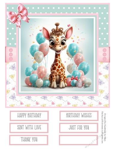Birthday Giraffe 8x8 Inch Quick Card #1
