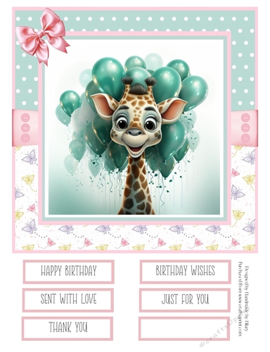 Birthday Giraffe 8x8 Inch Quick Card #2