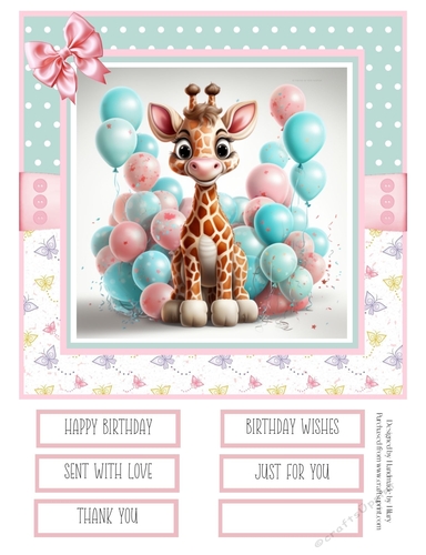 Birthday Giraffe 8x8 Inch Quick Card #3