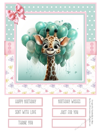 Birthday Giraffe 8x8 Inch Quick Card #4