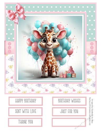 Birthday Giraffe 8x8 Inch Quick Card #5