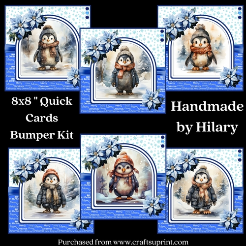 Cute Cosy Penguins 8x8 Inch Quick Cards Bumper Kit