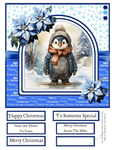 Cute Cosy Penguins 8x8 Inch Quick Card #2