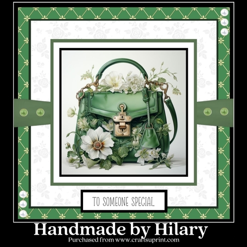 Green and White Peony Handbag