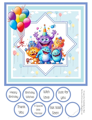 A Monstrous Birthday 8x8 Quick Card #1