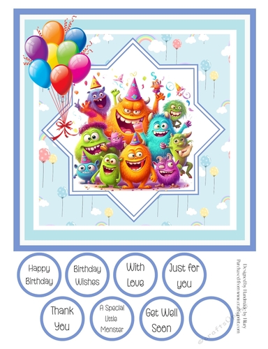 A Monstrous Birthday 8x8 Quick Card #3