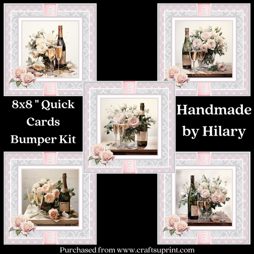 Champagne and Roses 8x8 Quick Card Bumper Kit