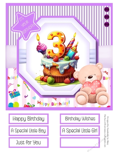A Special Birthday Cake #3 8x8 Quick Card 