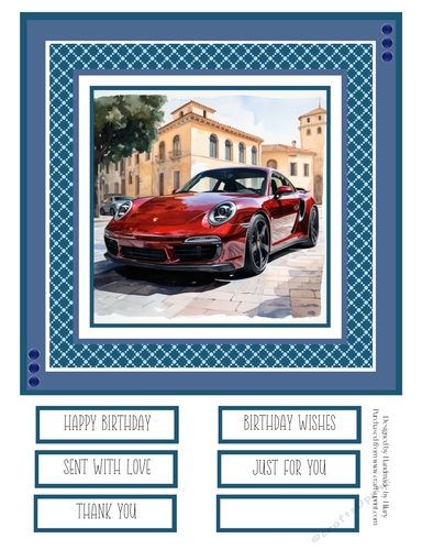 Red Sports Car #1 8x8 Quick Card