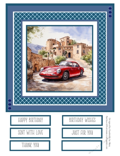 Red Sports Car #3 8x8 Quick Card