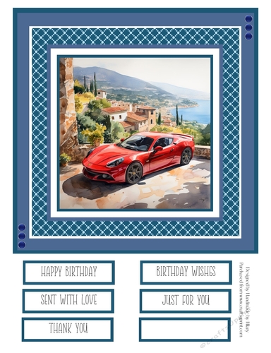 Red Sports Car #4 8x8 Quick Card