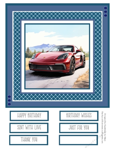 Red Sports Car #5 8x8 Quick Card