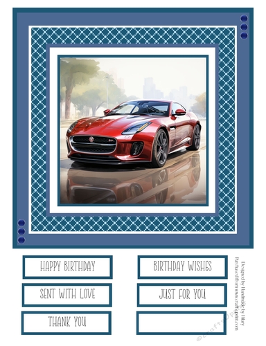 Red Sports Car #6 8x8 Quick Card