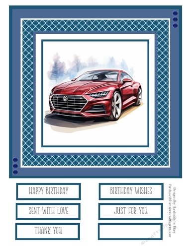 Red Sports Car #8 8x8 Quick Card