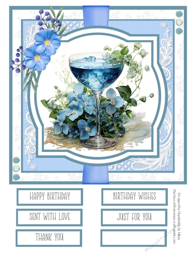 Blue and Green Lagoon Cocktails #1 8x8 Quick Card