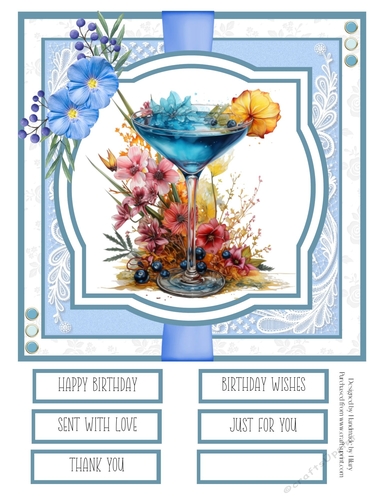 Blue and Green Lagoon Cocktails #2 8x8 Quick Card