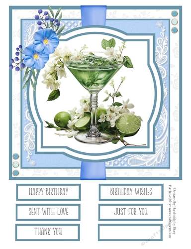 Blue and Green Lagoon Cocktails #3 8x8 Quick Card