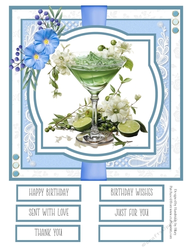 Blue and Green Lagoon Cocktails #4 8x8 Quick Card
