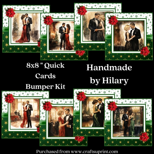 Art Deco Christmas Couple 8x8 Inch Quick Card Bumper Kit 
