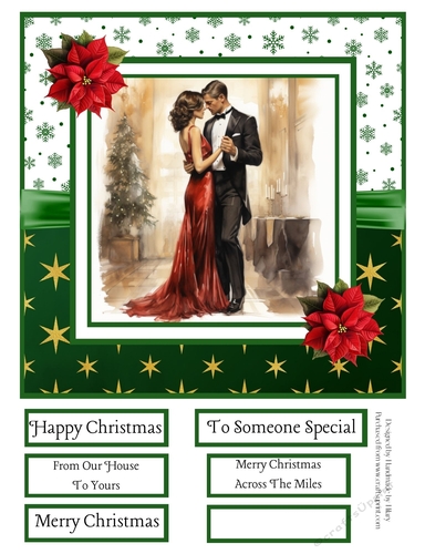Art Deco Christmas Couple #1 8x8 Quick Card 