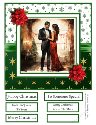 Art Deco Christmas Couple #2 8x8 Quick Card 