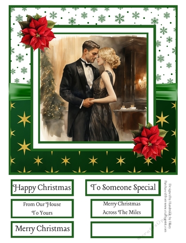 Art Deco Christmas Couple #3 8x8 Quick Card 