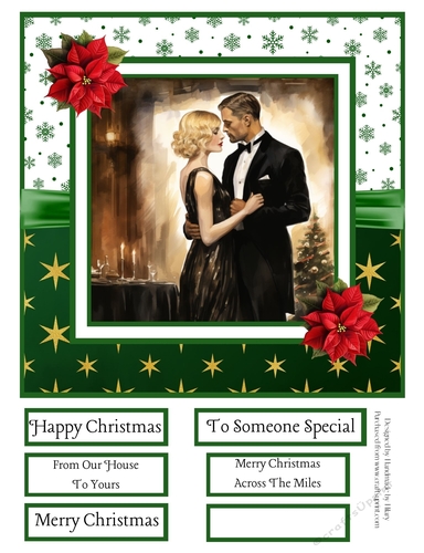 Art Deco Christmas Couple #4 8x8 Quick Card 