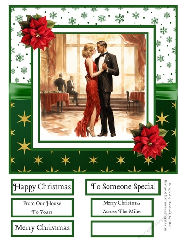 Art Deco Christmas Couple #5 8x8 Quick Card 