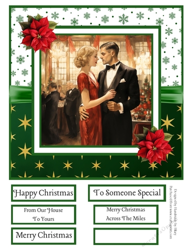 Art Deco Christmas Couple #6 8x8 Quick Card 