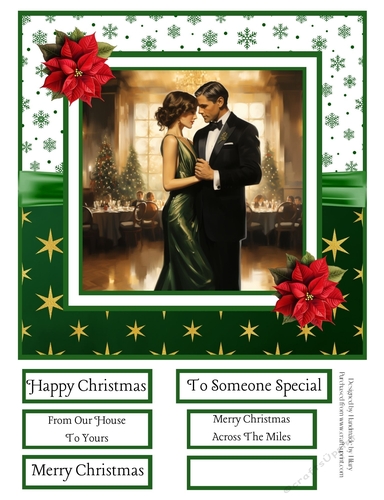 Art Deco Christmas Couple #7 8x8 Quick Card 