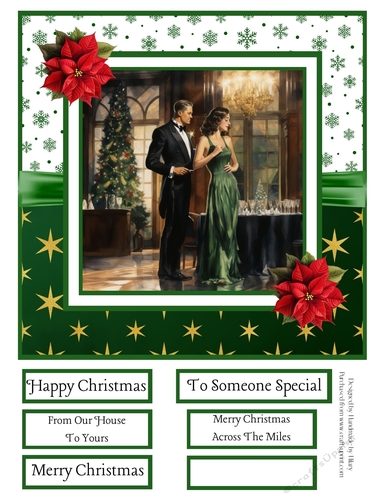 Art Deco Christmas Couple #8 8x8 Quick Card 