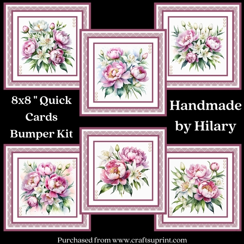 Peonies and Lilies 8x8 Inch Quick Card Bumper Kit 