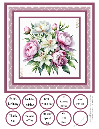 Peonies and Lilies 8x8 Quick Card #1