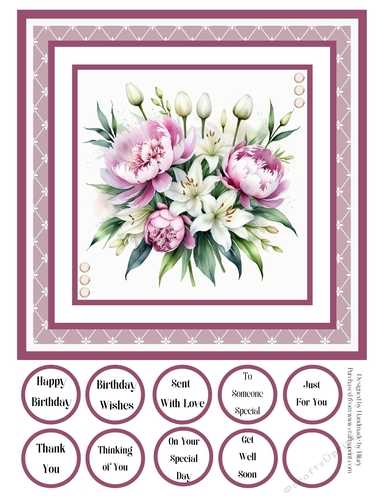 Peonies and Lilies 8x8 Quick Card #2